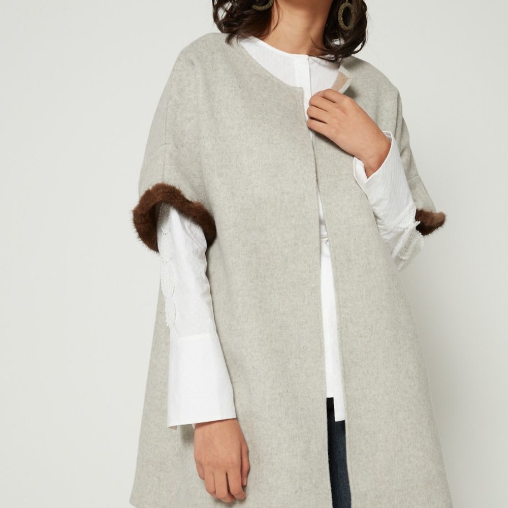 Grey Vilagallo Ania Mink-Embellished Short Coat